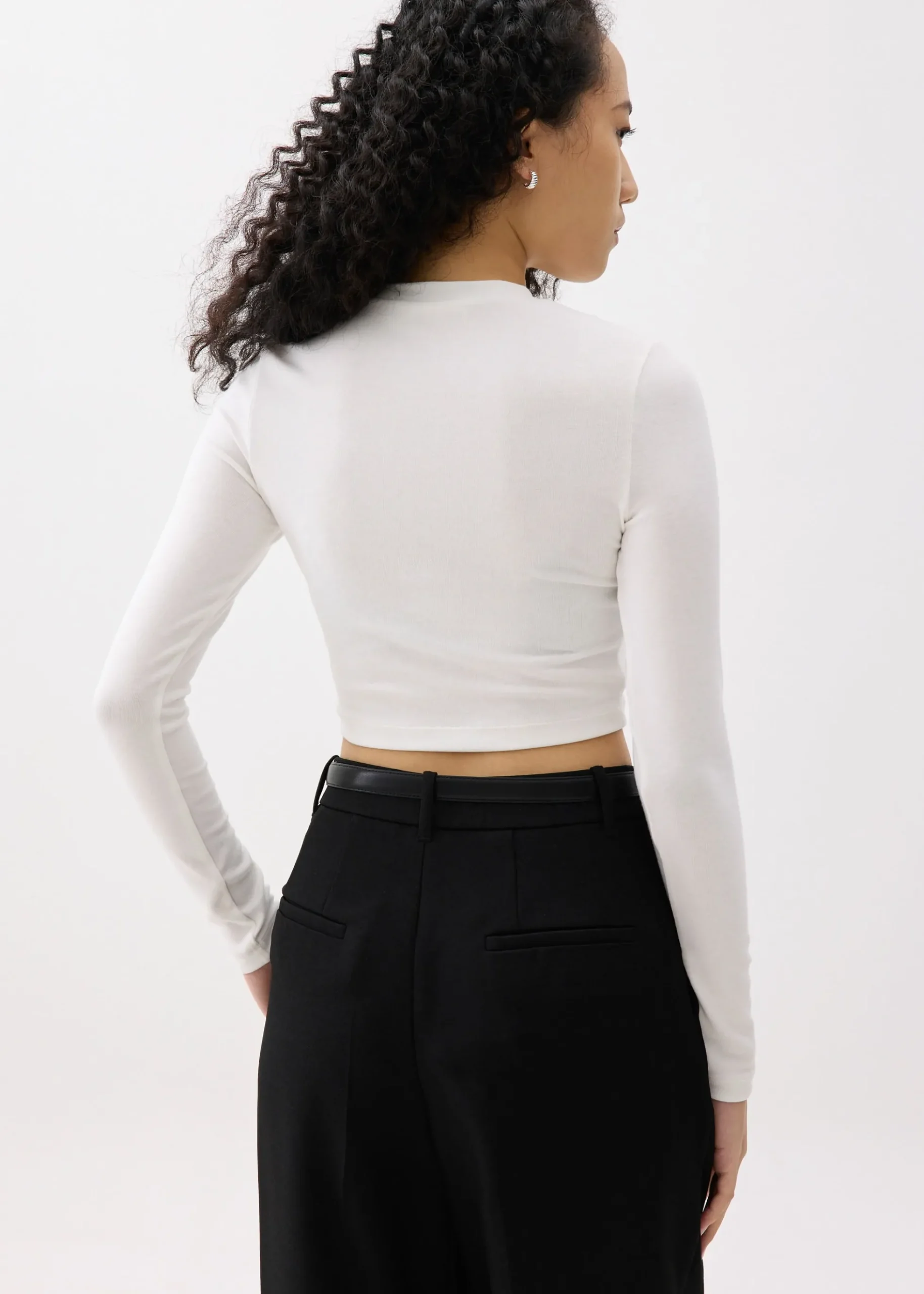 Mason Crop Crew Neck Long Sleeve Top
