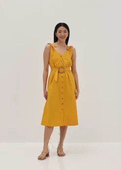 Matilde Tie Shoulder Trapeze Midi Dress