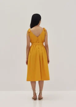 Matilde Tie Shoulder Trapeze Midi Dress
