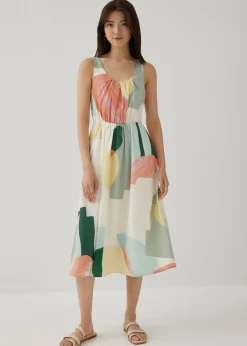 Mazee Ruched Flare Dress in Terra Blocks