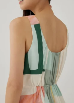 Mazee Ruched Flare Dress in Terra Blocks
