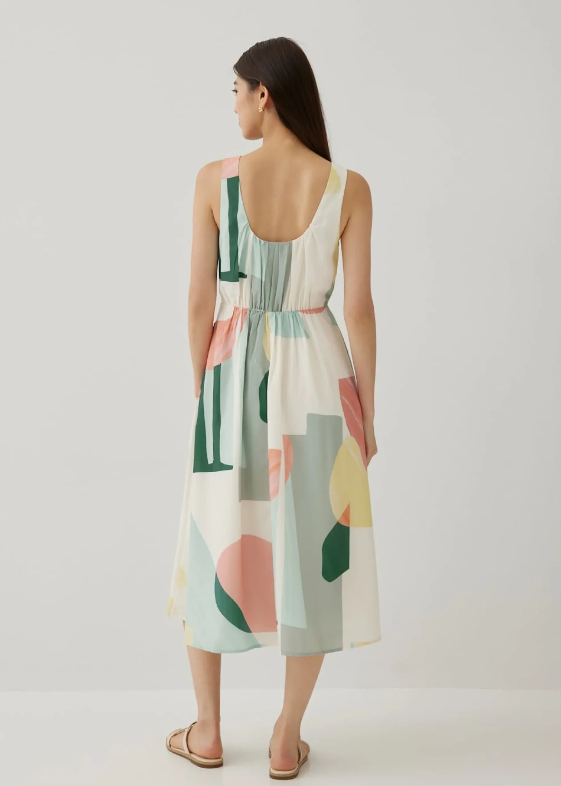 Mazee Ruched Flare Dress in Terra Blocks
