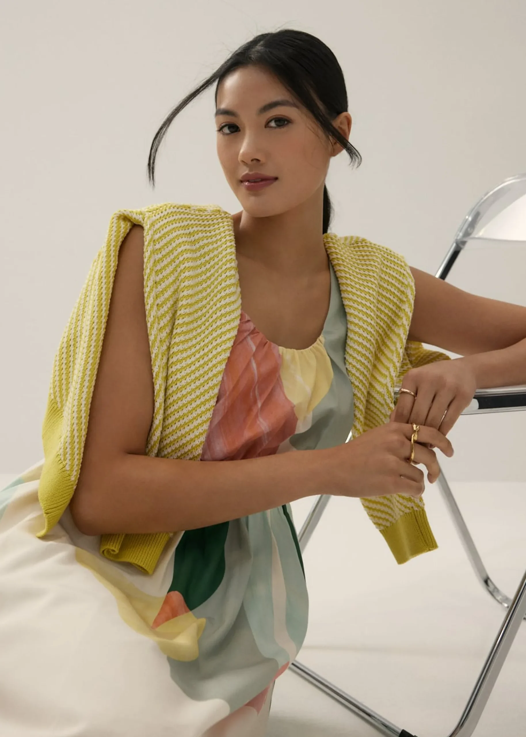 Mazee Ruched Flare Dress in Terra Blocks