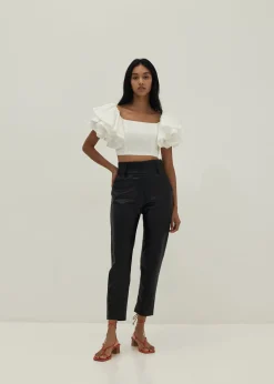 Mckenzie Ruffle Sleeve Bustier Crop Top