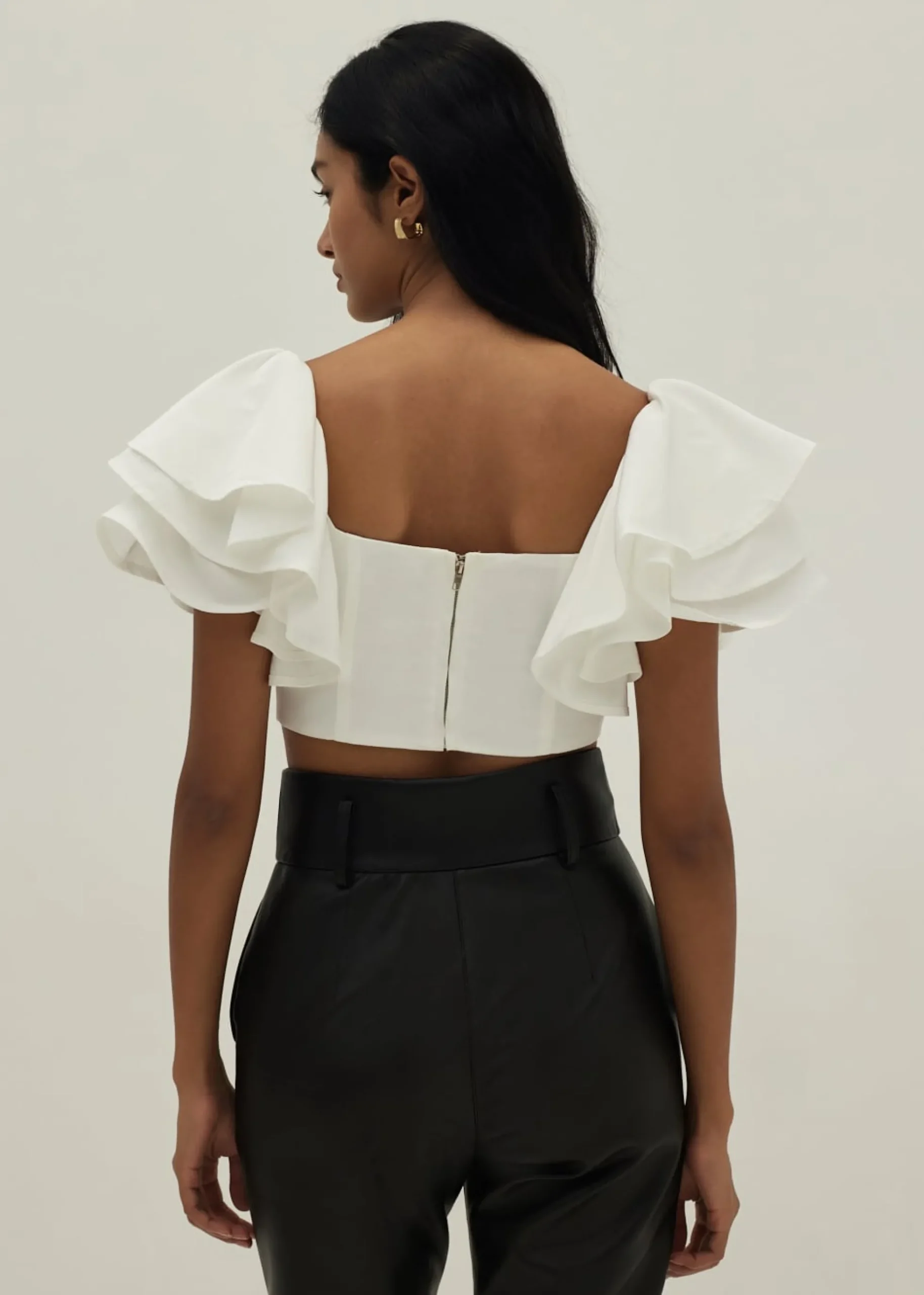 Mckenzie Ruffle Sleeve Bustier Crop Top