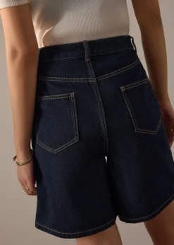 Megan Denim Mid Waist Bermuda Shorts