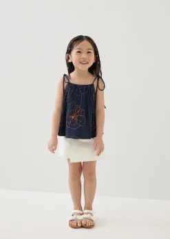 Mei Embroidered Babydoll Camisole Top in Rekindled Blooms