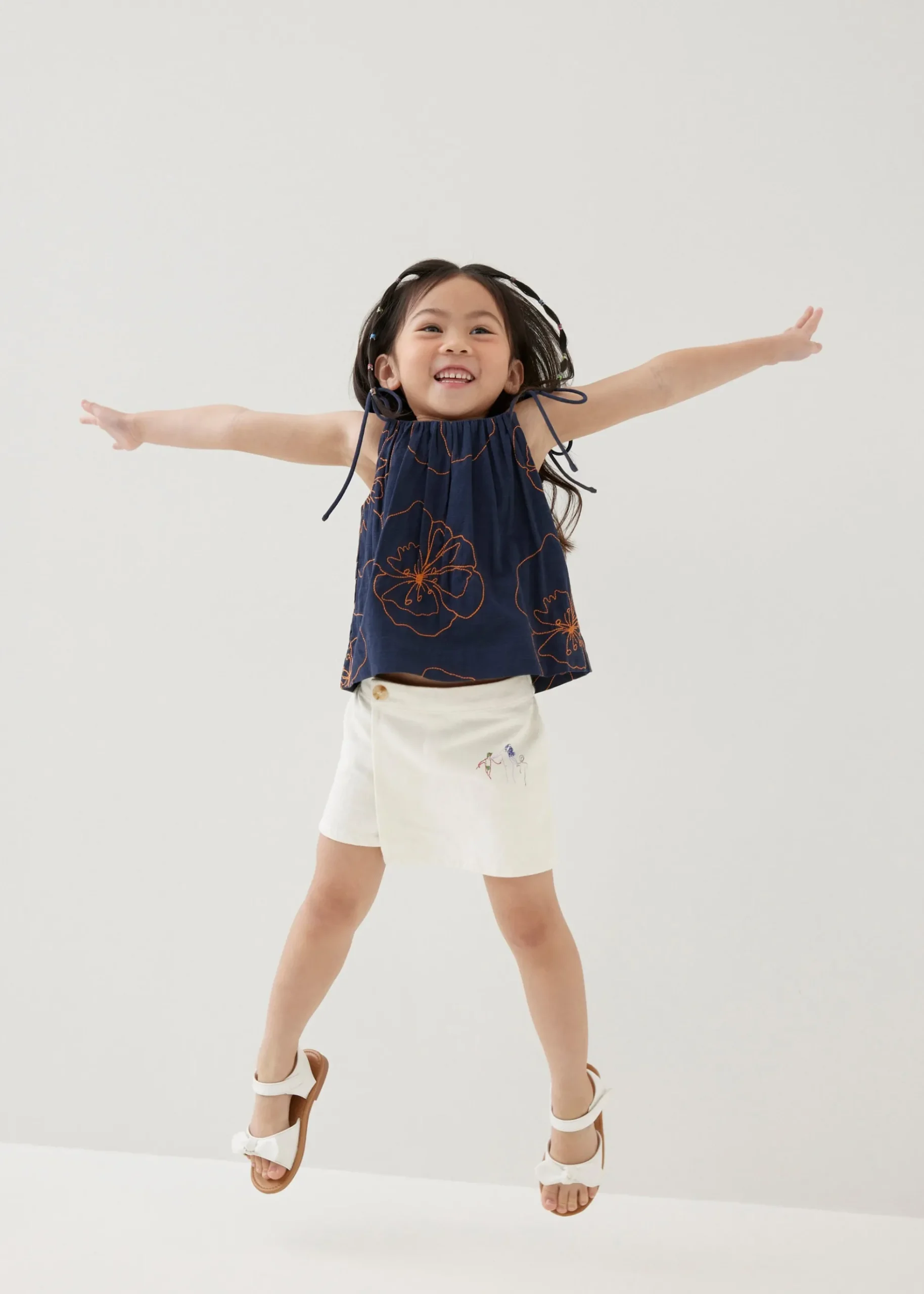 Mei Embroidered Babydoll Camisole Top in Rekindled Blooms