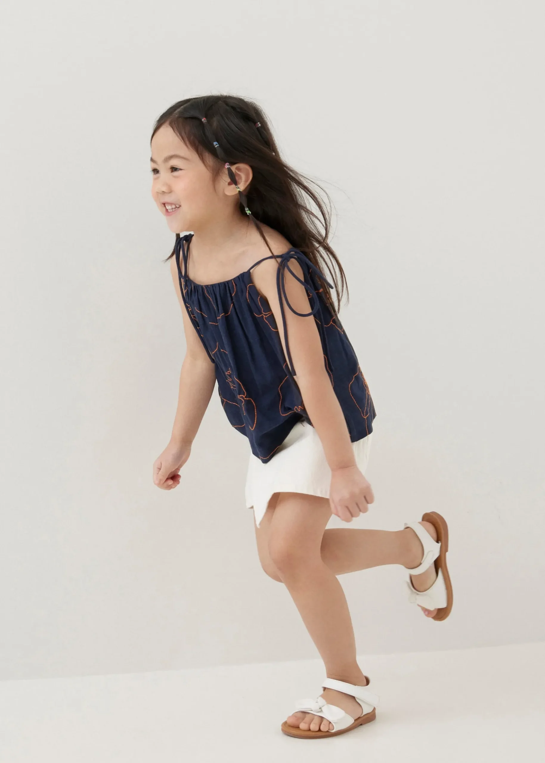 Mei Embroidered Babydoll Camisole Top in Rekindled Blooms