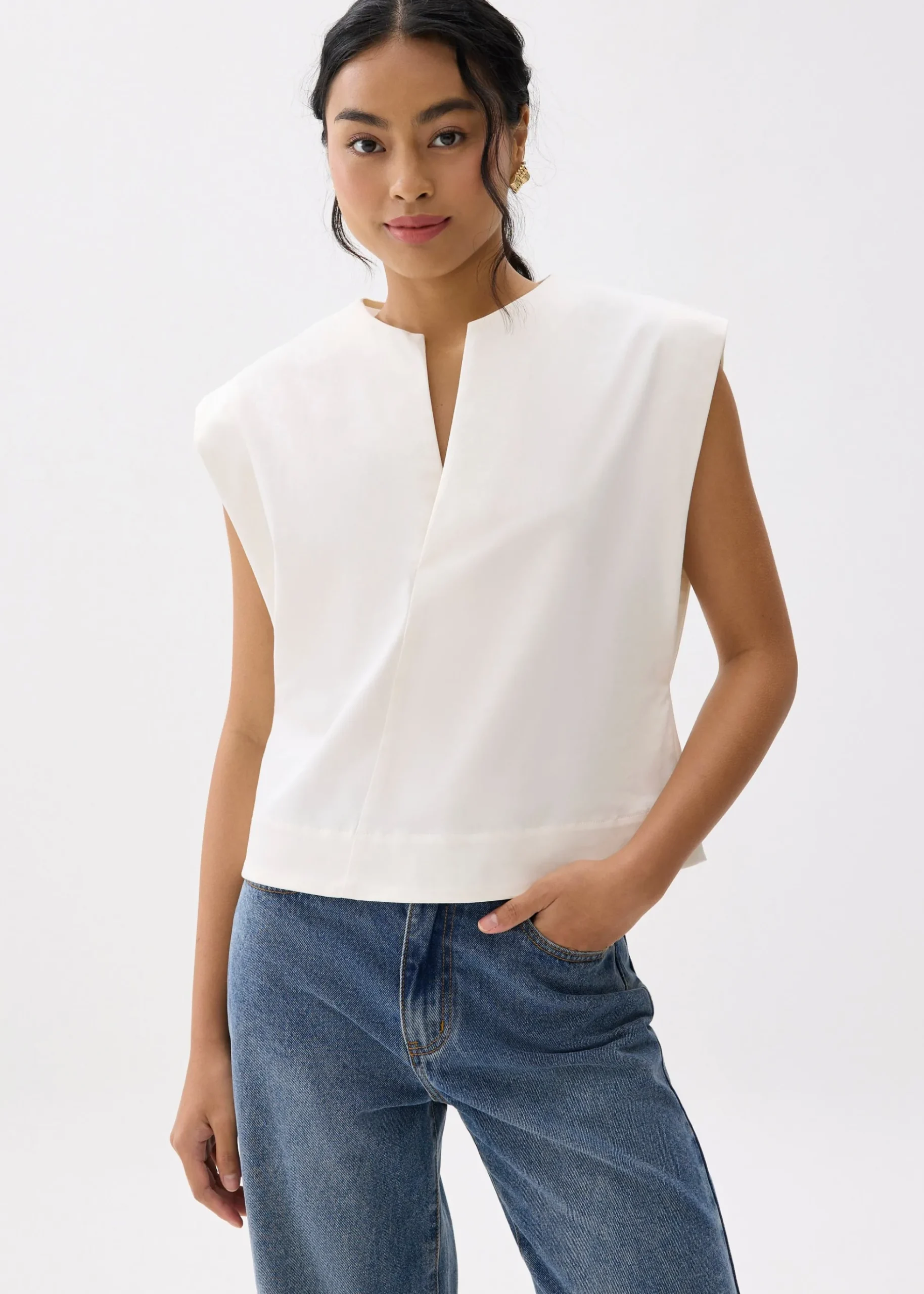 Melati Cotton Boxy Shell Top