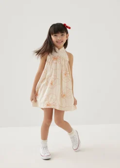 Melati Embroidered Babydoll Mini Dress in Rekindled Blooms