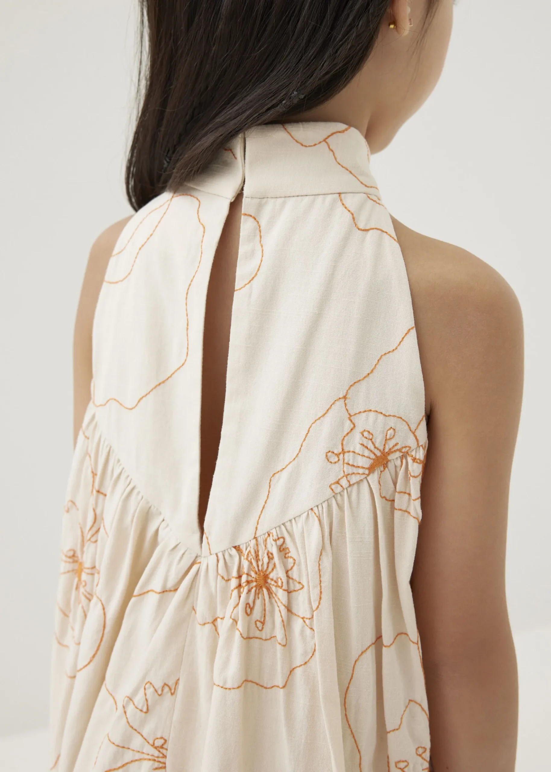 Melati Embroidered Babydoll Mini Dress in Rekindled Blooms