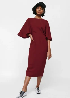 Merenia Cape Sleeve Midi Dress