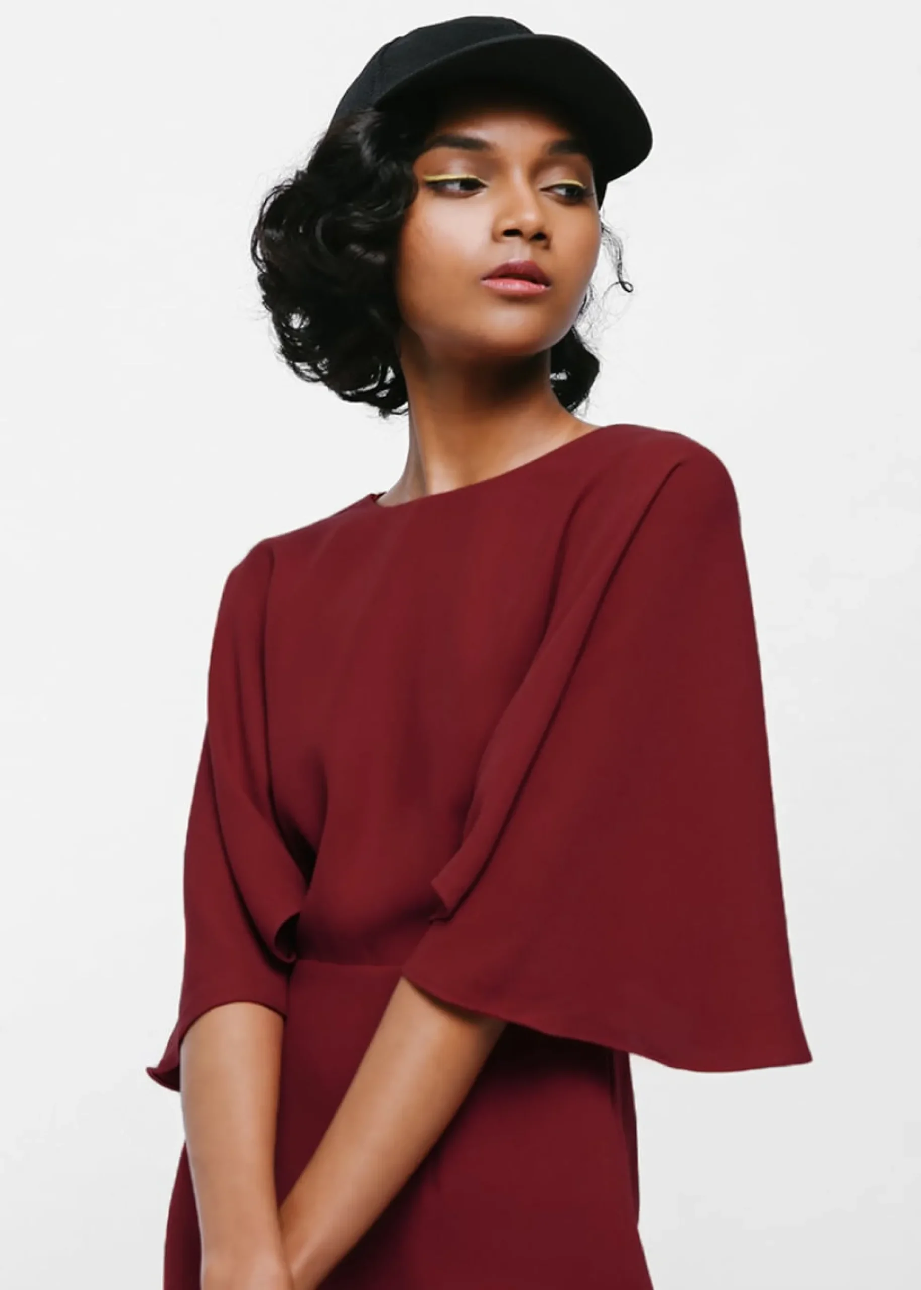 Merenia Cape Sleeve Midi Dress
