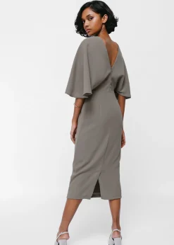 Merenia Cape Sleeve Midi Dress
