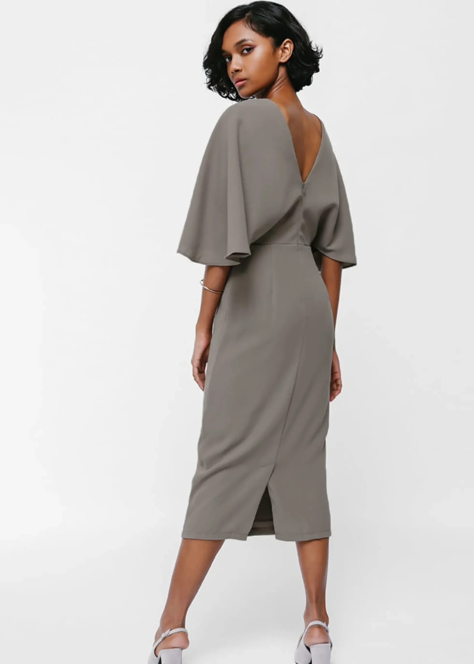 Merenia Cape Sleeve Midi Dress