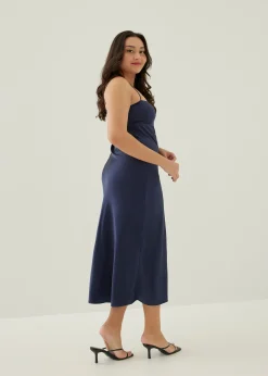 Merrel Padded Satin Maxi Dress