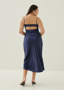 Merrel Padded Satin Maxi Dress