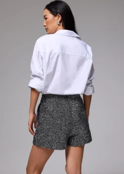 Metallic Tweed High Waist A-line Shorts