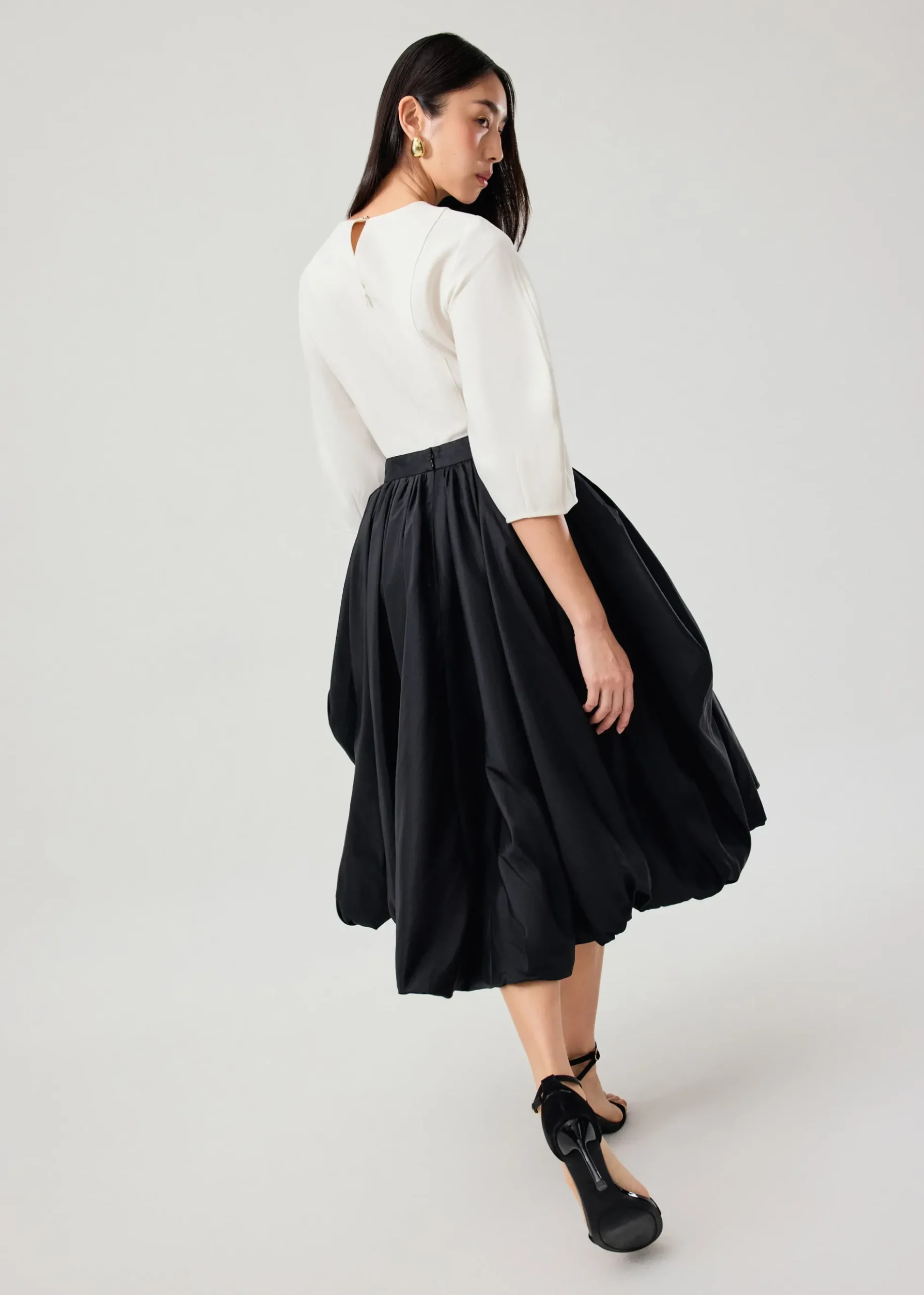 Mid Waist Bubble Midaxi Skirt