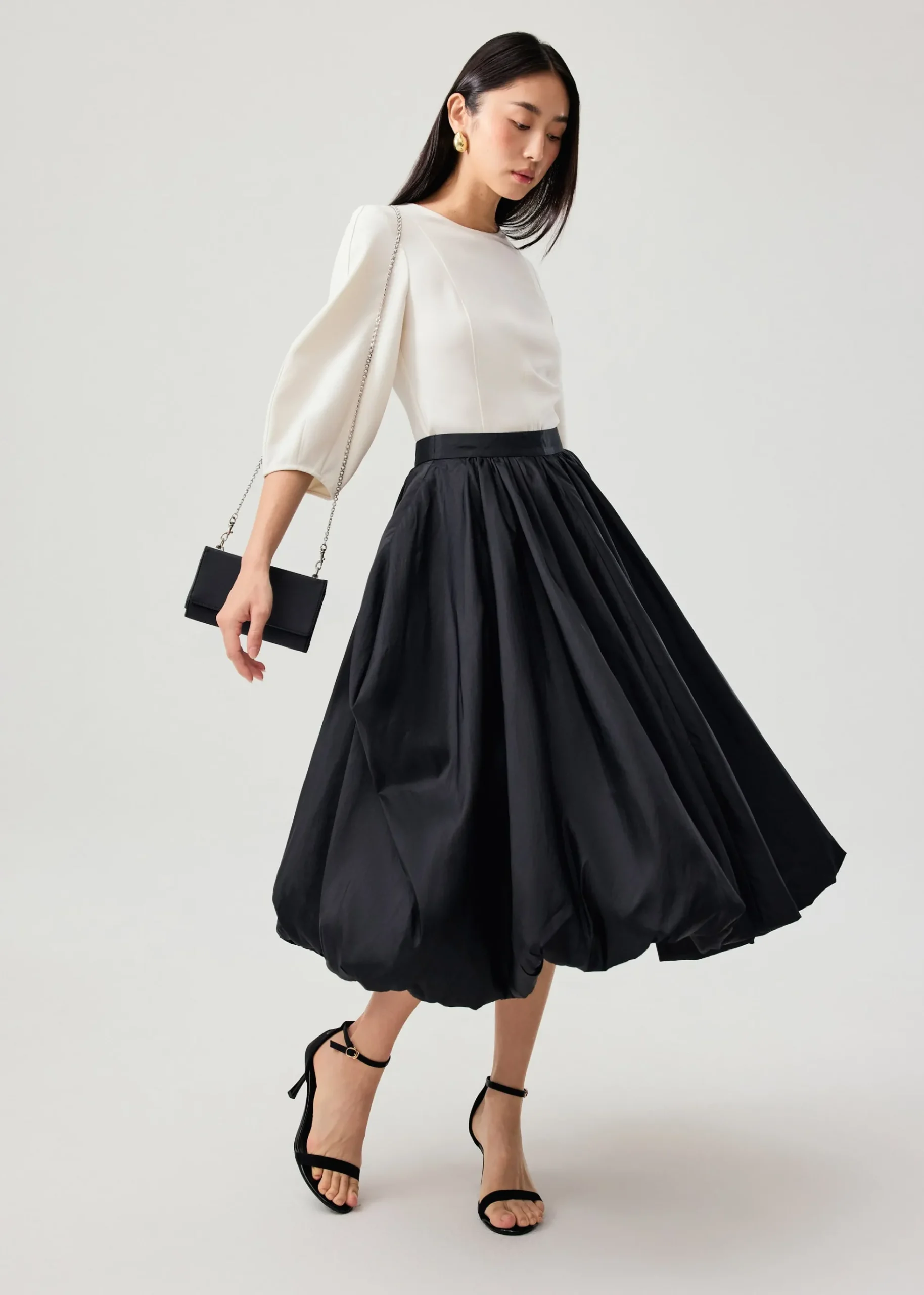 Mid Waist Bubble Midaxi Skirt