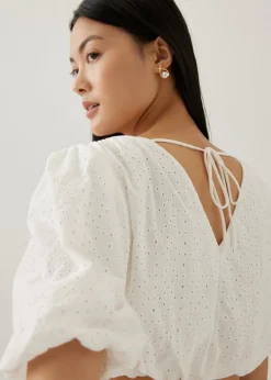 Milou Elastic Broderie Tie Back Blouse