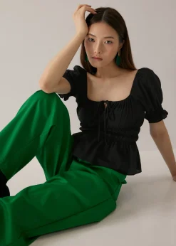 Minerva Elastic Puff Sleeve Top