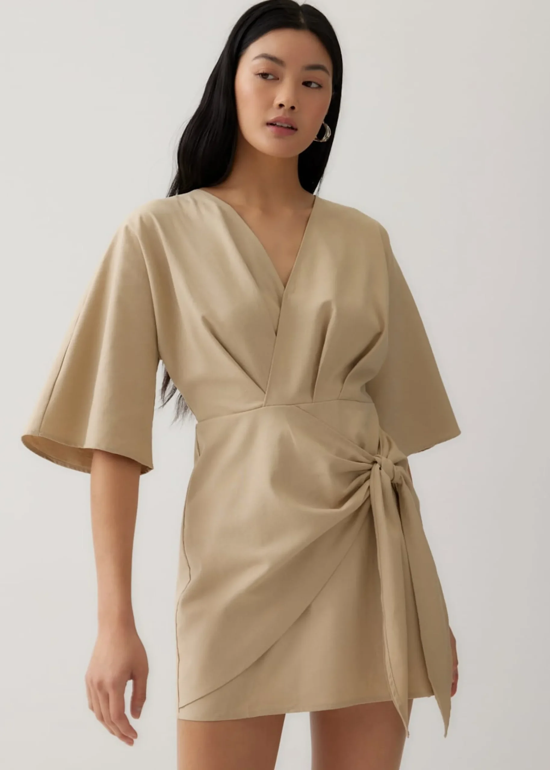 Mitch Linen Faux Wrap Dress