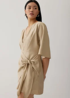 Mitch Linen Faux Wrap Dress