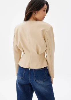Moon Shoulder Padded V-neck Top