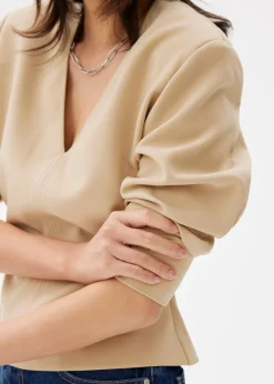 Moon Shoulder Padded V-neck Top