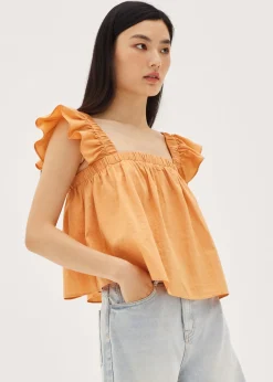 Moya Textured Ruffle Sleeve Top