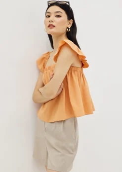 Moya Textured Ruffle Sleeve Top