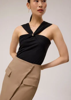 Multi-way Ponte Off-Shoulder Fitted Top