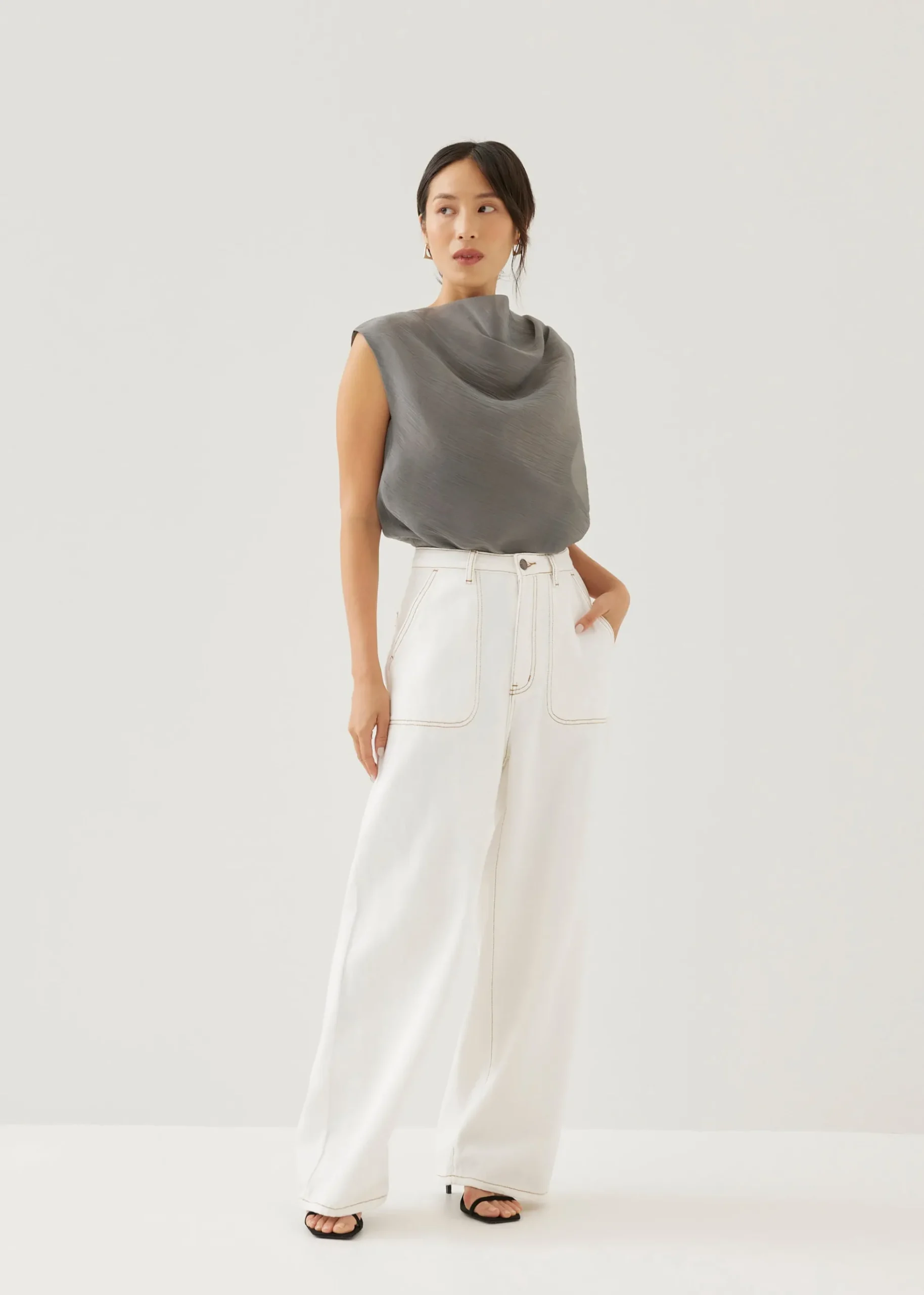 Nadya Asymmetric Organza Blouse