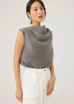 Nadya Asymmetric Organza Blouse