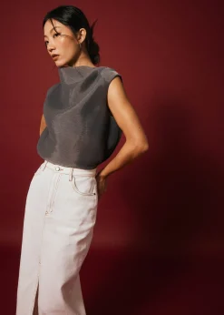 Nadya Asymmetric Organza Blouse