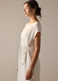 Namtan Crepe Boat Neck Column Midi Dress
