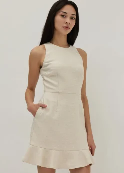 Nancy Tweed Ribbon Tie Peplum Dress
