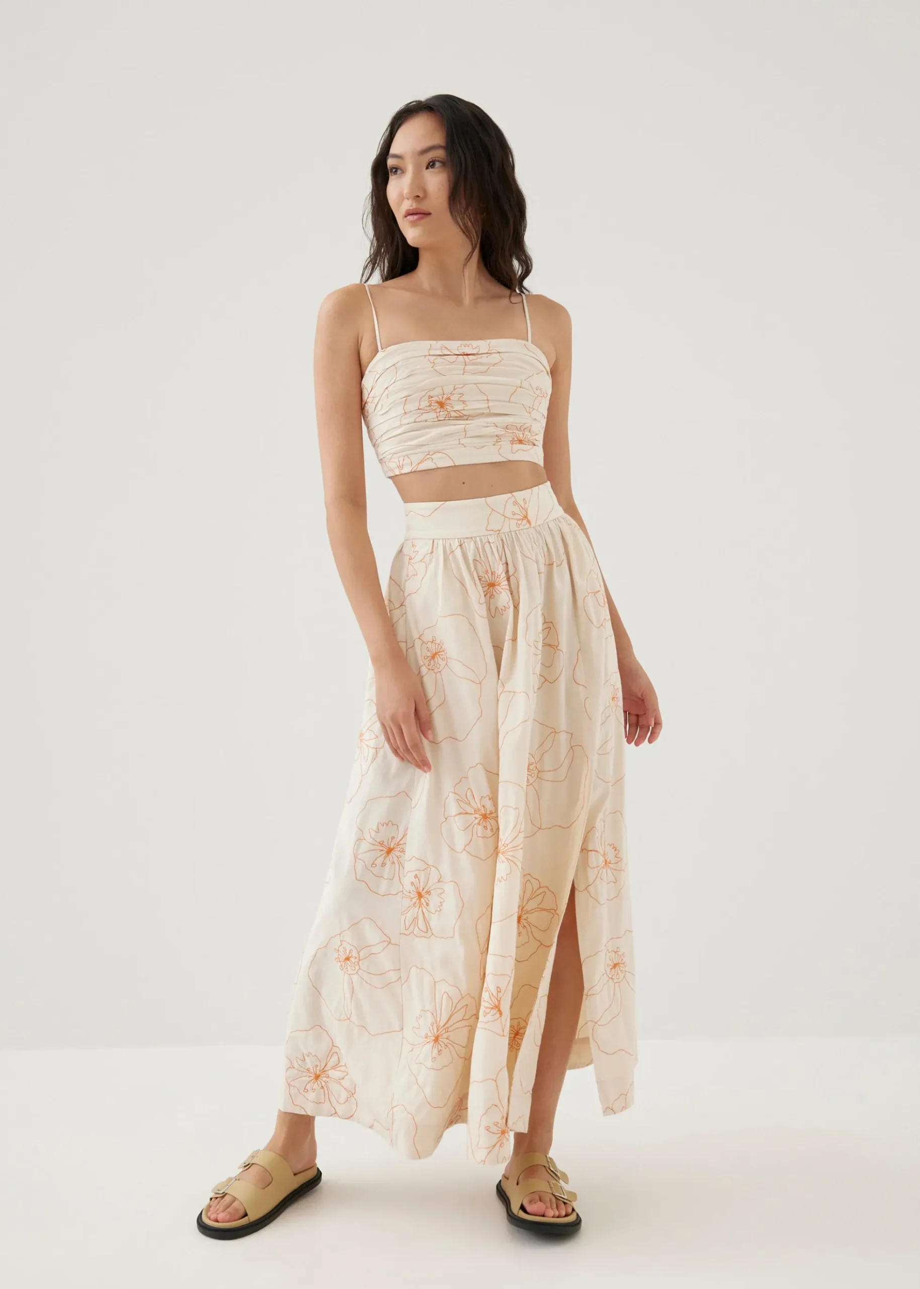 Naomi Embroidered Camisole Top in Rekindled Blooms