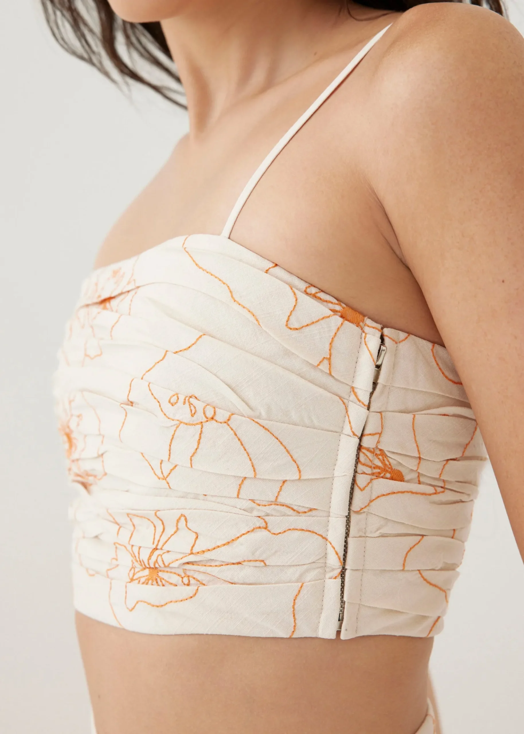 Naomi Embroidered Camisole Top in Rekindled Blooms