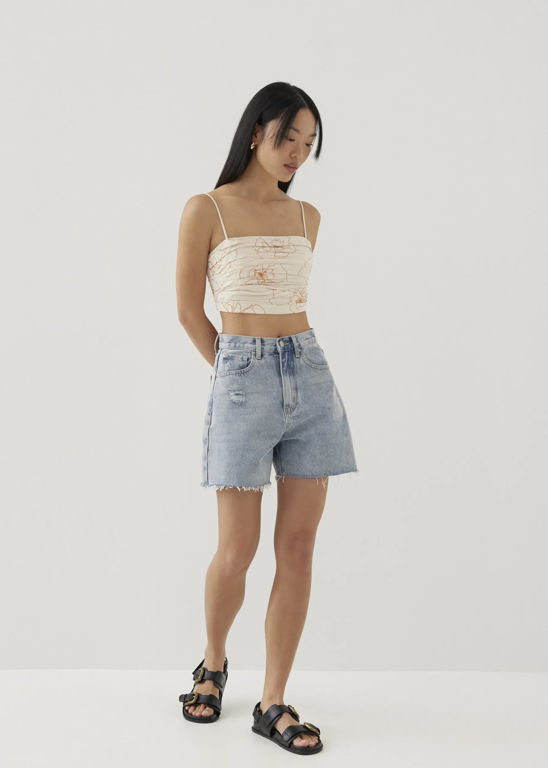 Naomi Embroidered Camisole Top in Rekindled Blooms