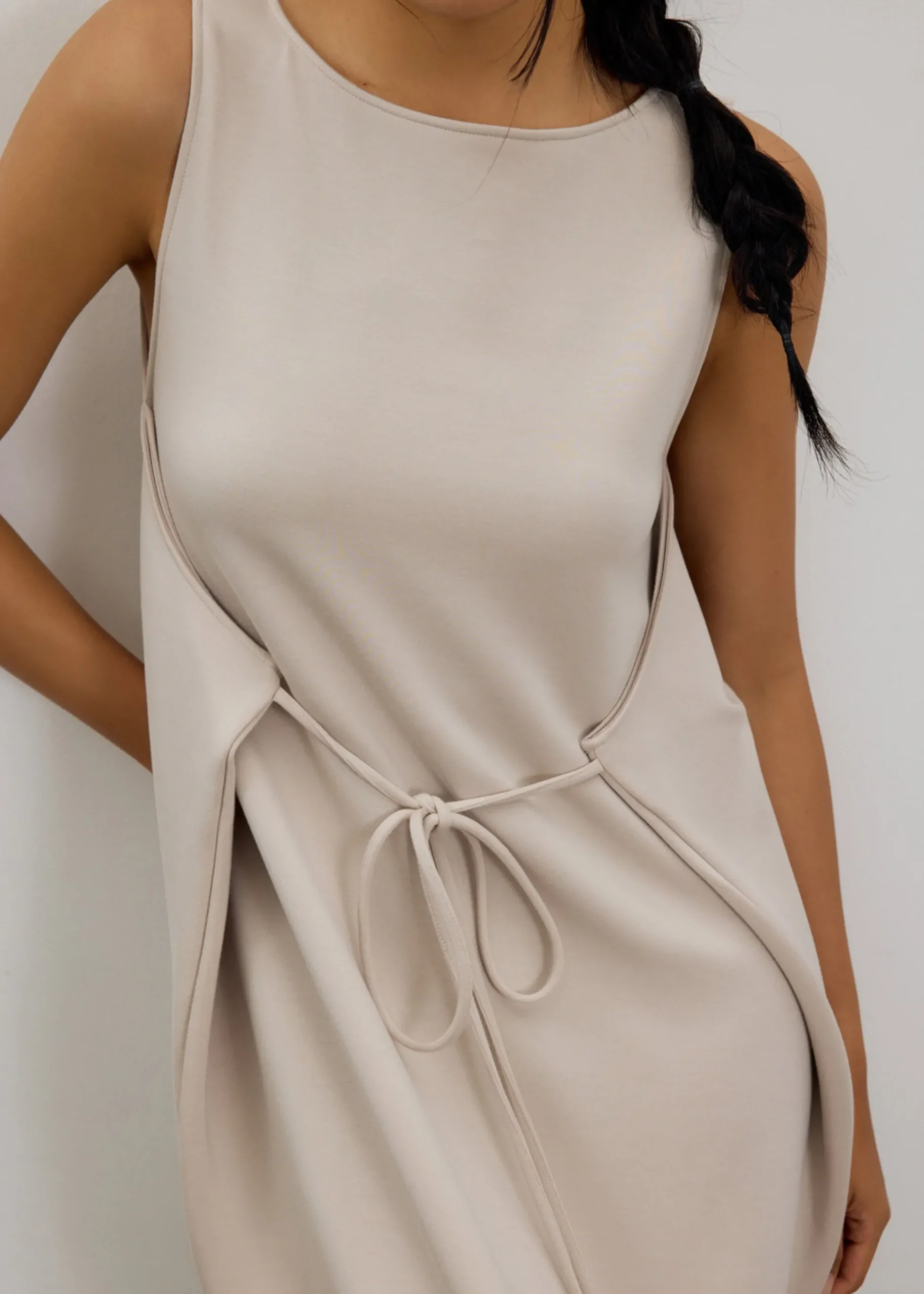 Neoprene Boat Neck Shift Midaxi Dress