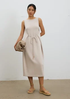 Neoprene Boat Neck Shift Midaxi Dress