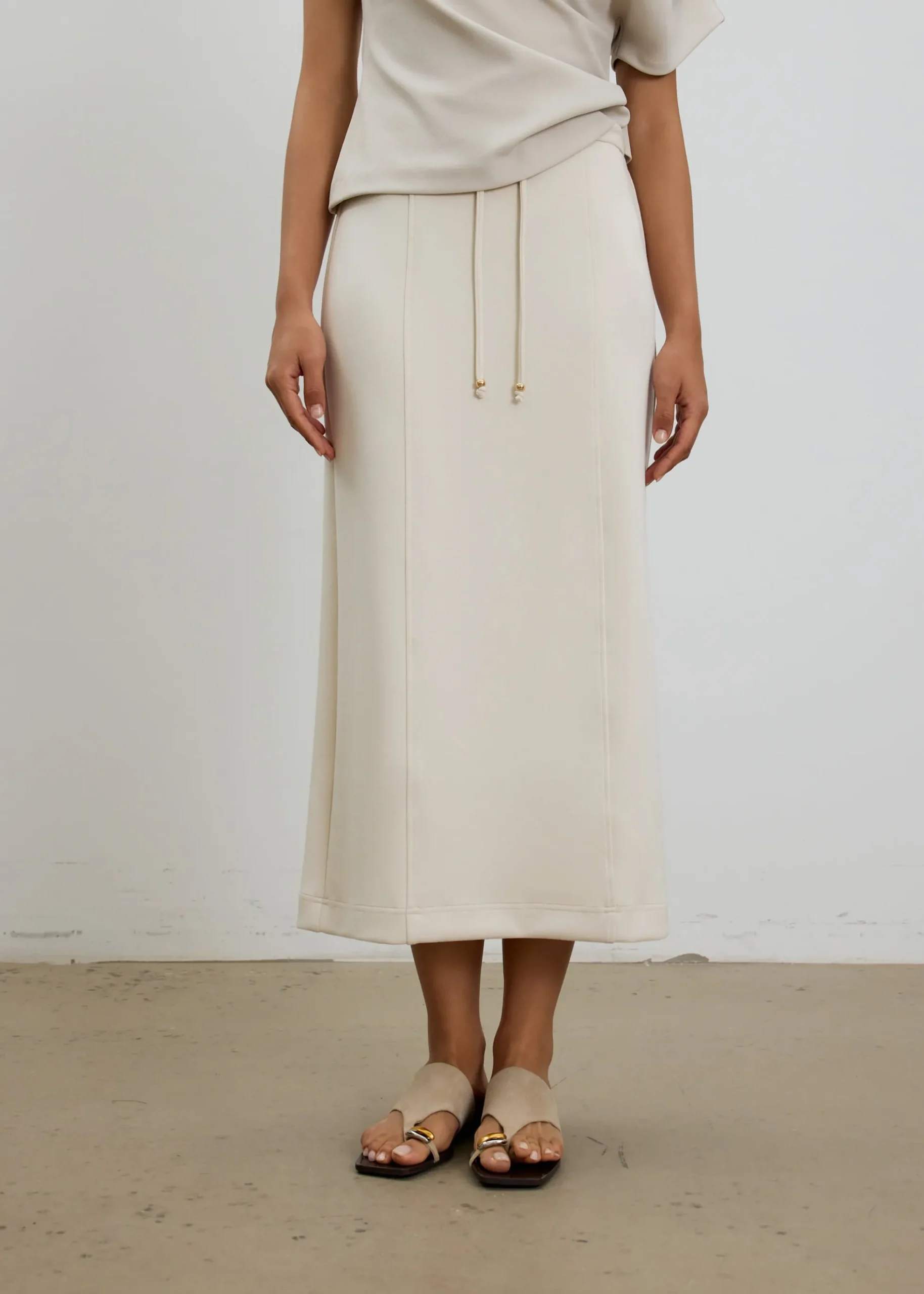 Neoprene High Waist Column Midaxi Skirt