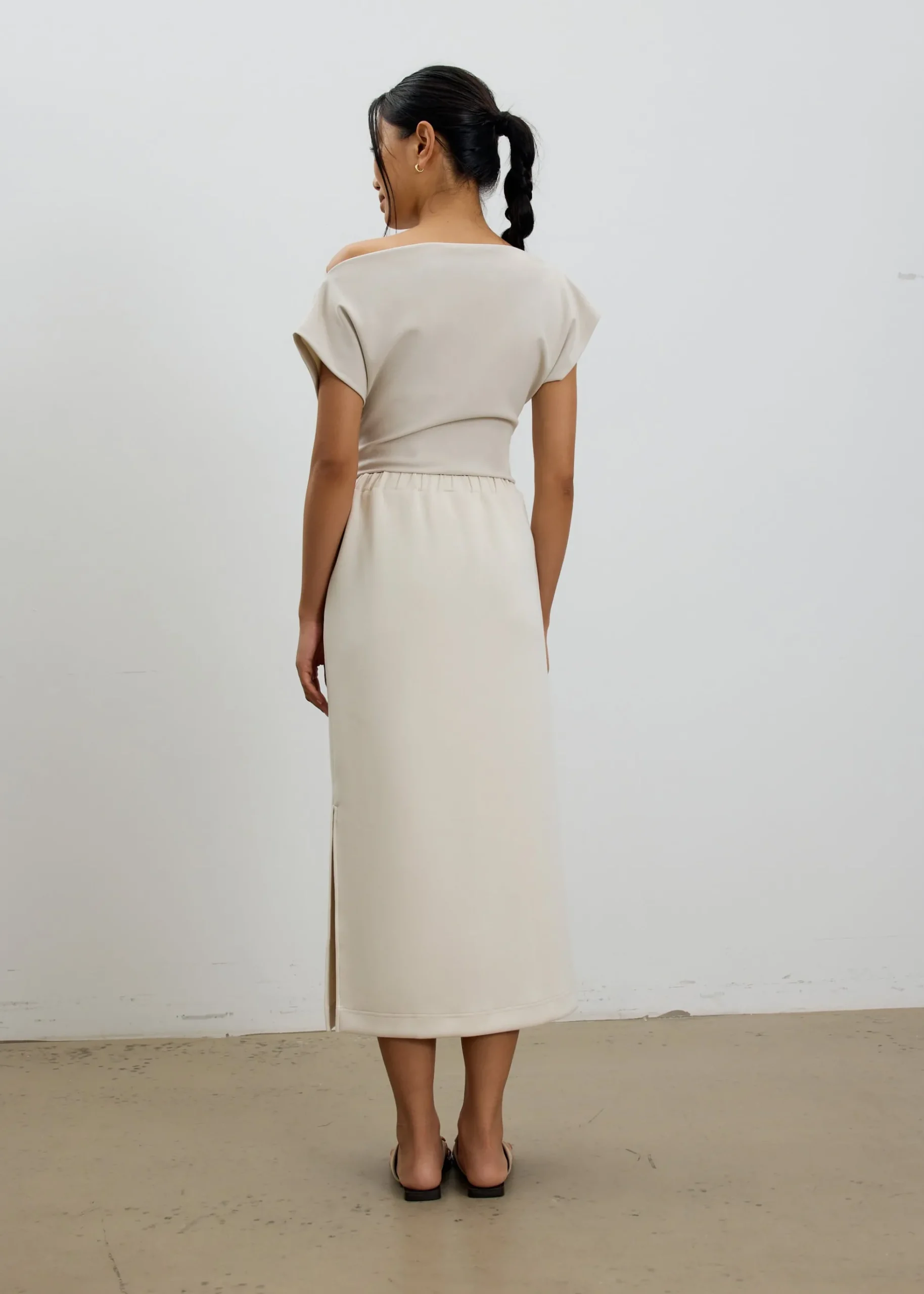 Neoprene High Waist Column Midaxi Skirt