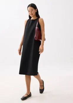 Neoprene Round Neck Shift Midaxi Dress