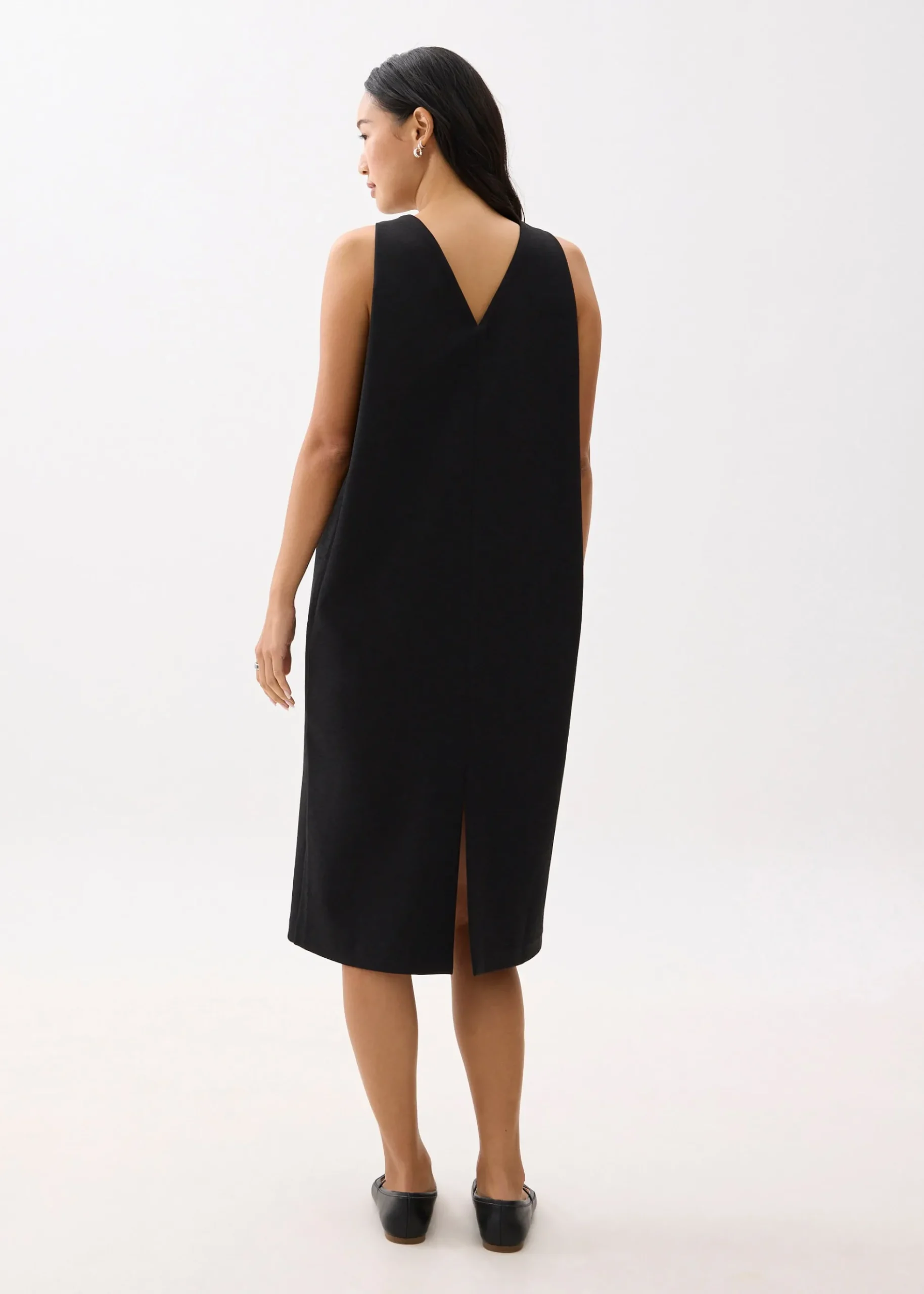Neoprene Round Neck Shift Midaxi Dress
