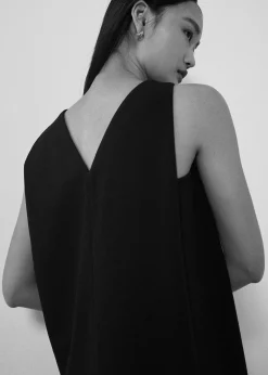 Neoprene Round Neck Shift Midaxi Dress
