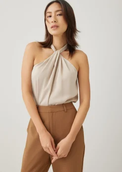 Nevelle Satin Twist Halter Top